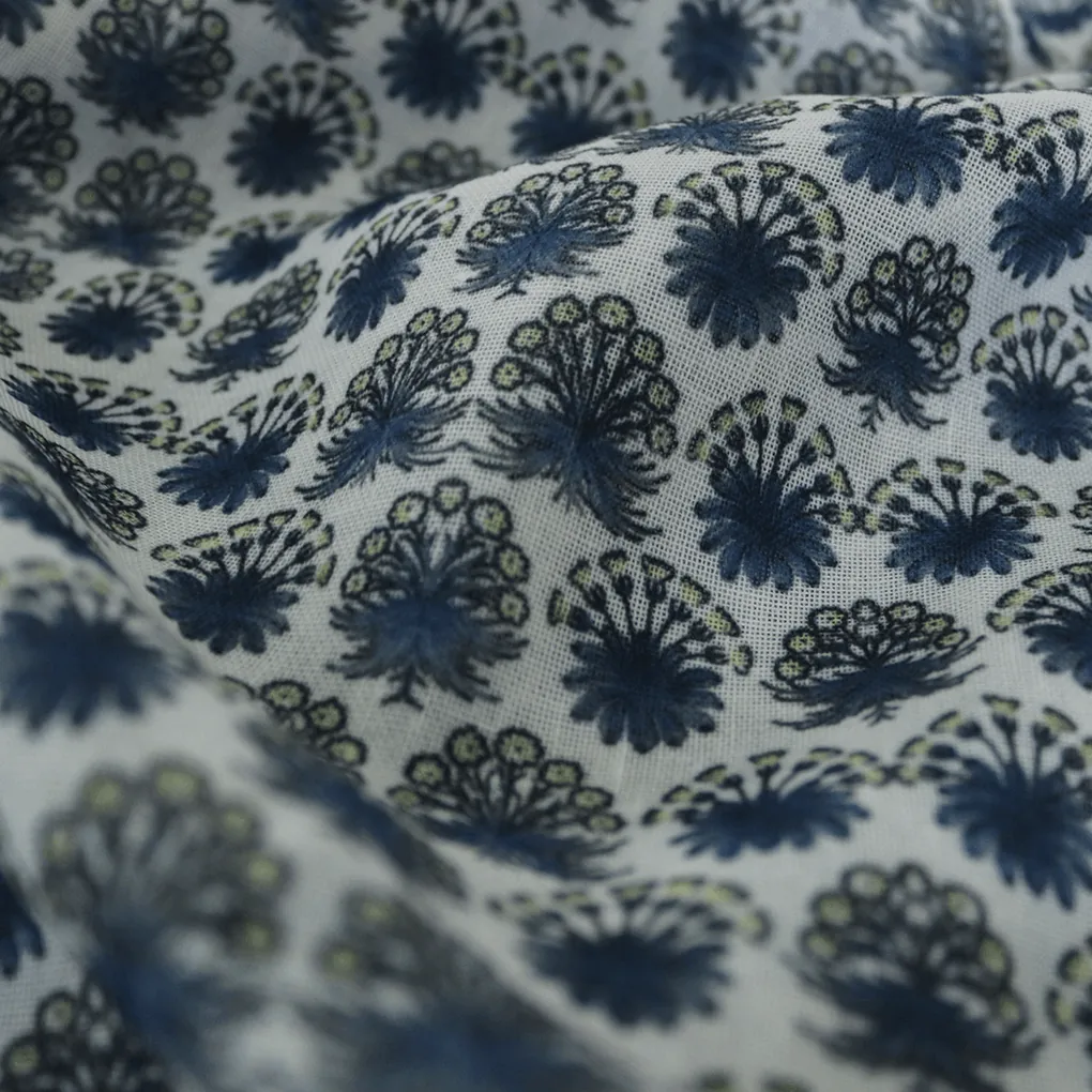 Seamless Blue Geranium Flower Digital Printed Fabric - Linen - Image 3