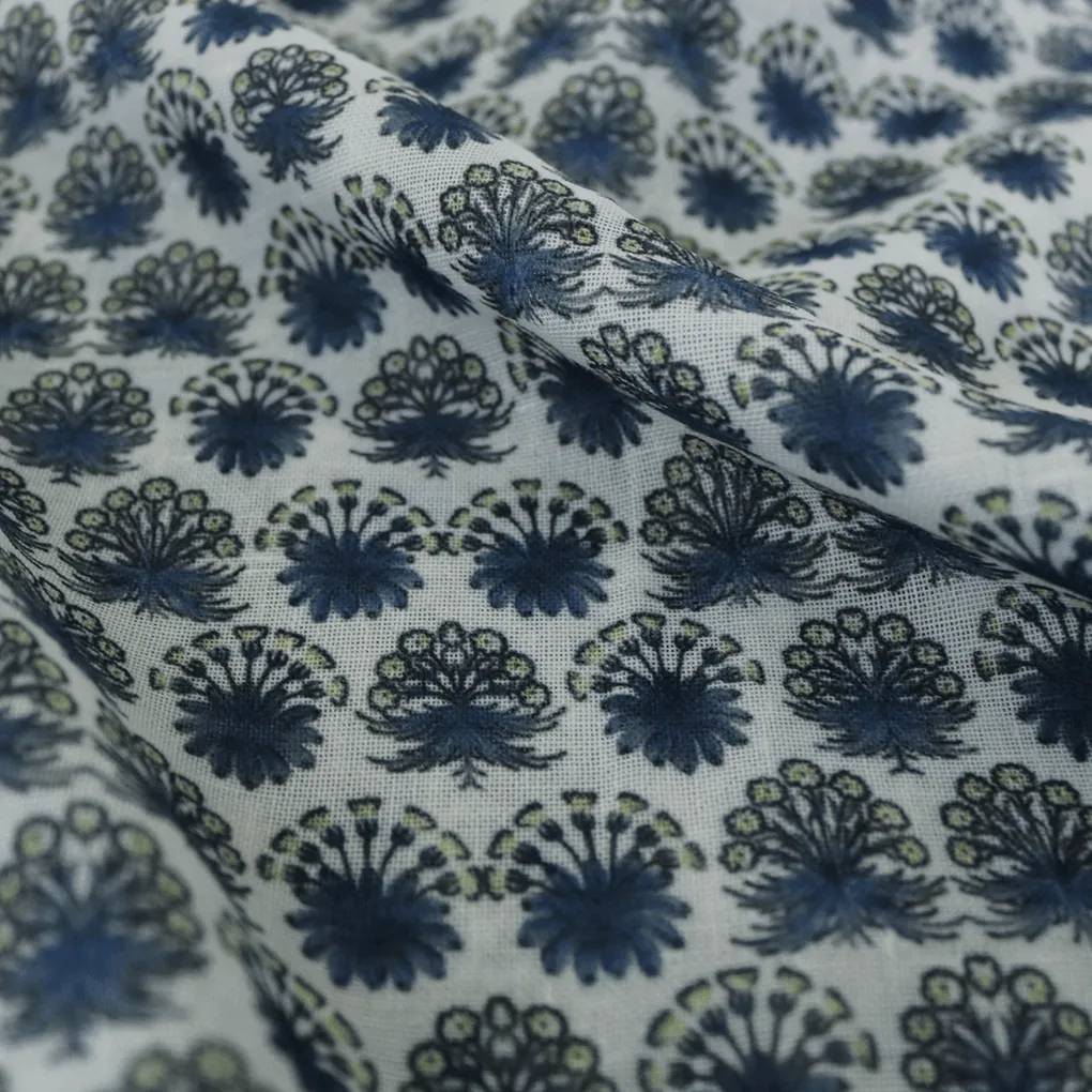 Seamless Blue Geranium Flower Digital Printed Fabric - Linen - Image 4