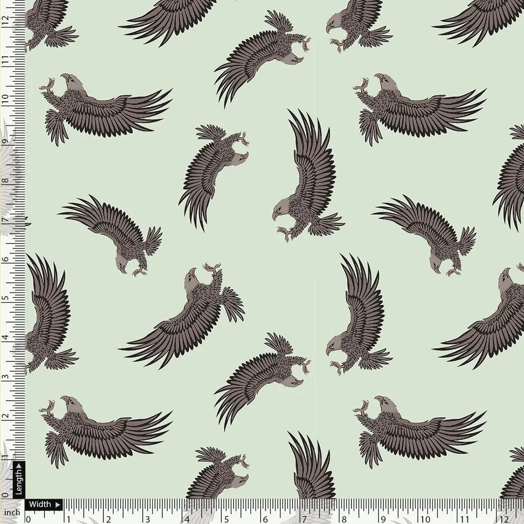 Seamless Eagle Bird Pattern Digital Printed Fabric - Silk Crepe - Image 4