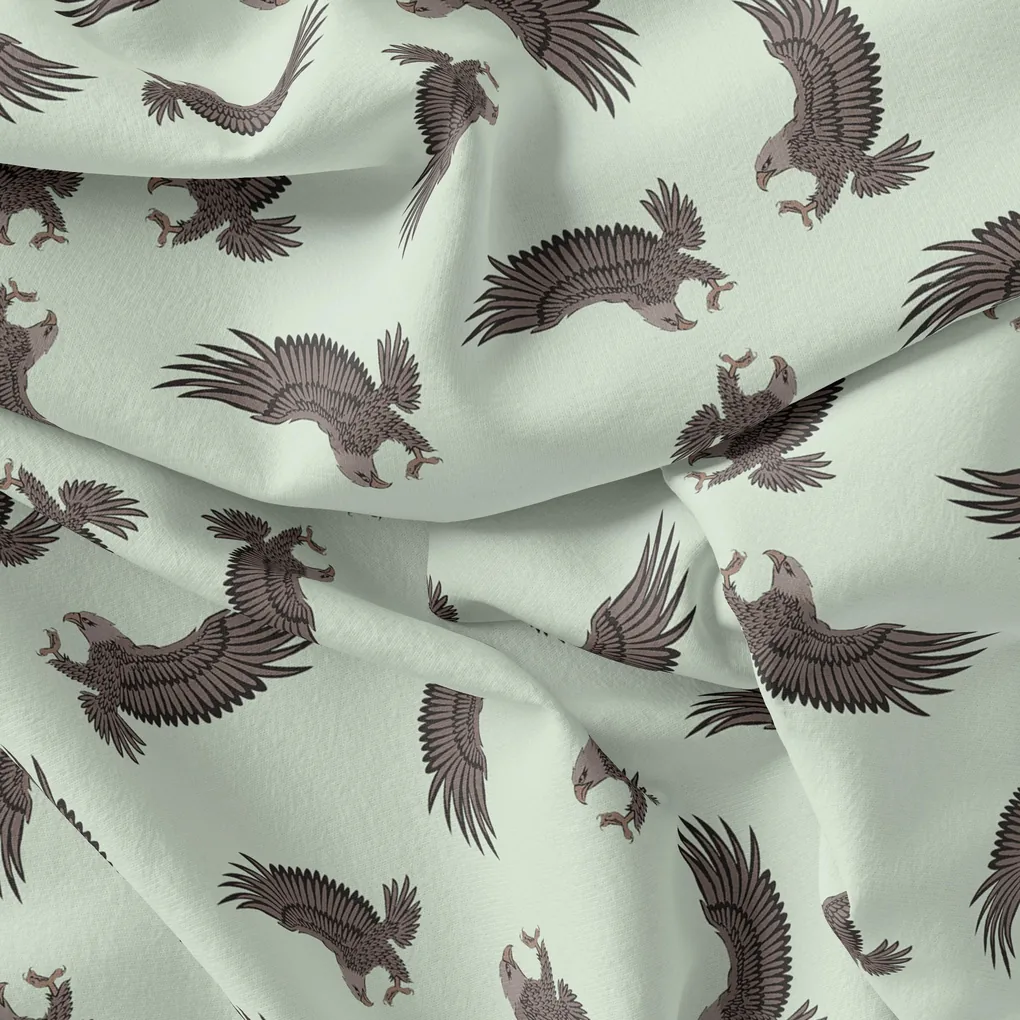 Seamless Eagle Bird Pattern Digital Printed Fabric - Upada Silk - Image 3
