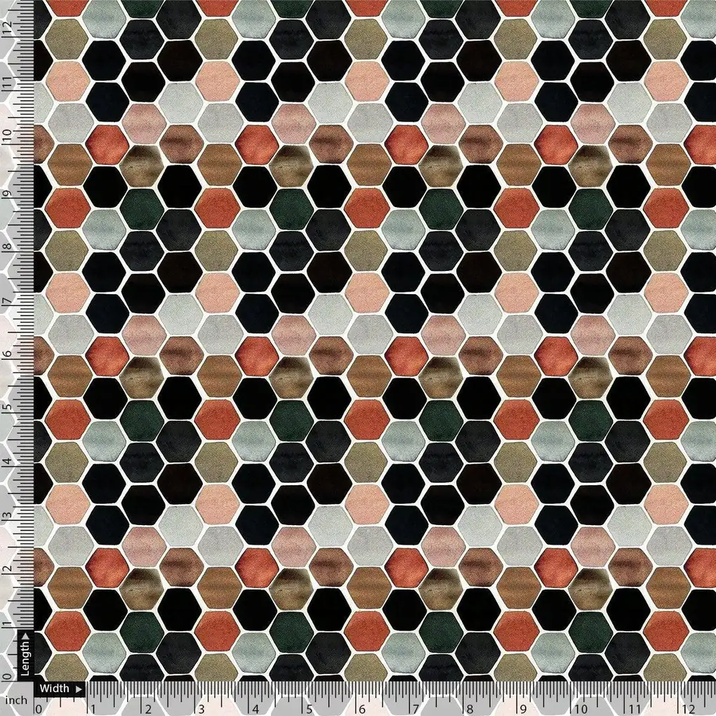 Seamless Hexagon Rainbow Pattern Digital Printed Fabric - Image 4