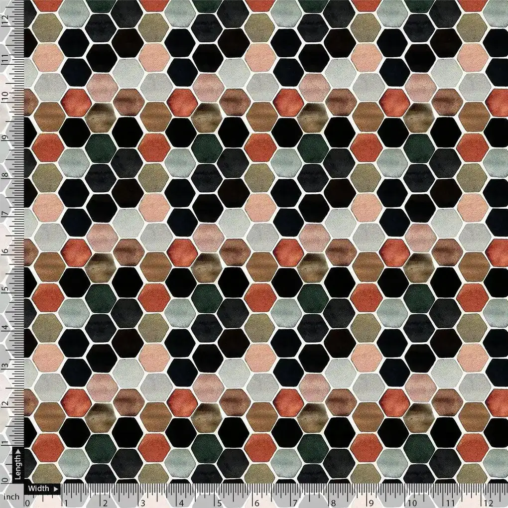 Seamless Hexagon Rainbow Pattern Digital Printed Fabric - Pure Muslin - Image 4