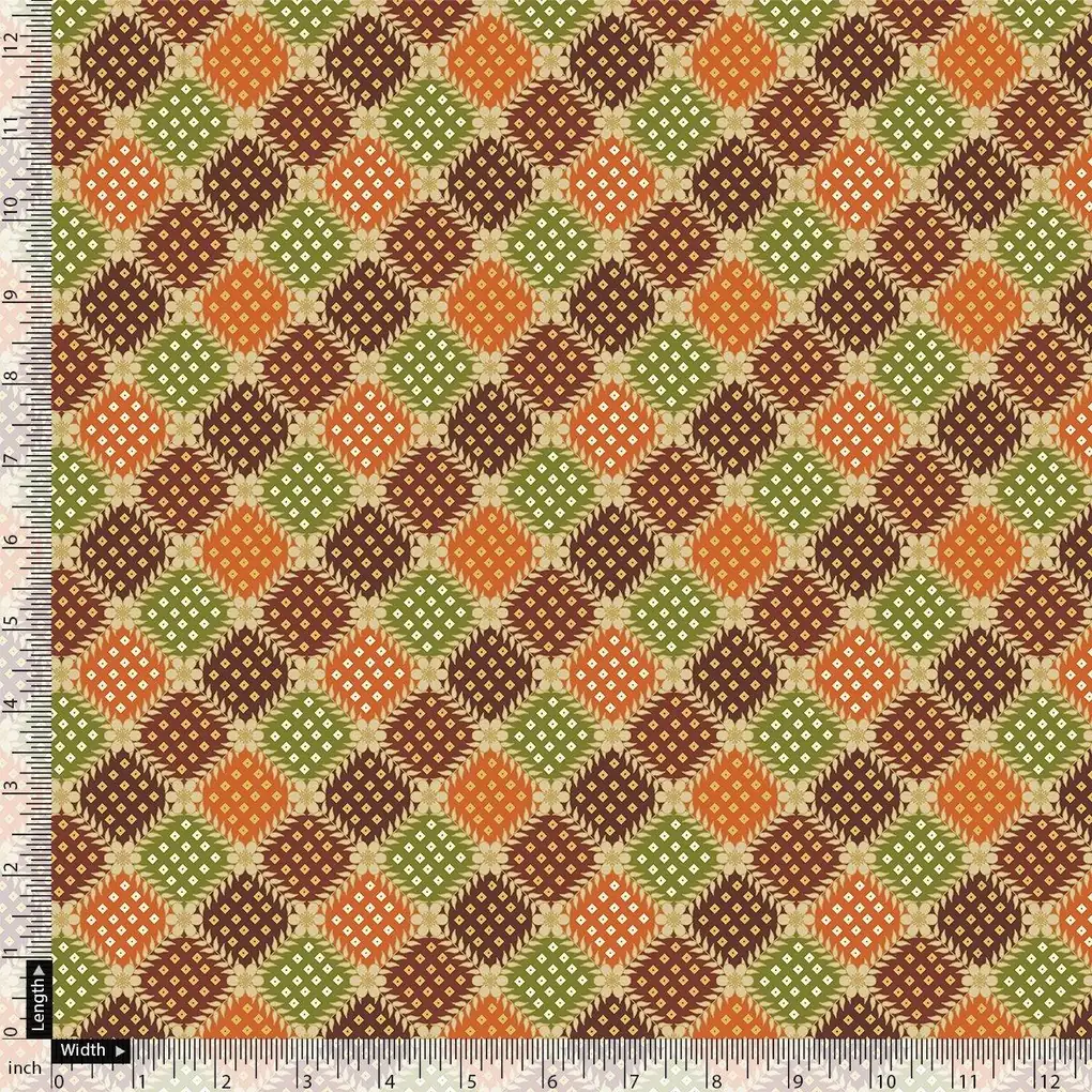 Seamless Honeycomb Repeat Pattern Digital Printed Fabric - Pure Muslin - Image 4