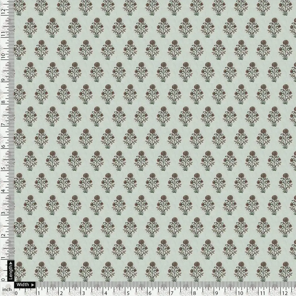 Seamless Indian Mughal Motif Flower Digital Printed Fabric - Muslin - Image 4