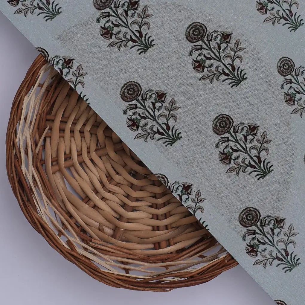 Seamless Indian Mughal Motif Flower Digital Printed Fabric - Pure Cotton - Image 2