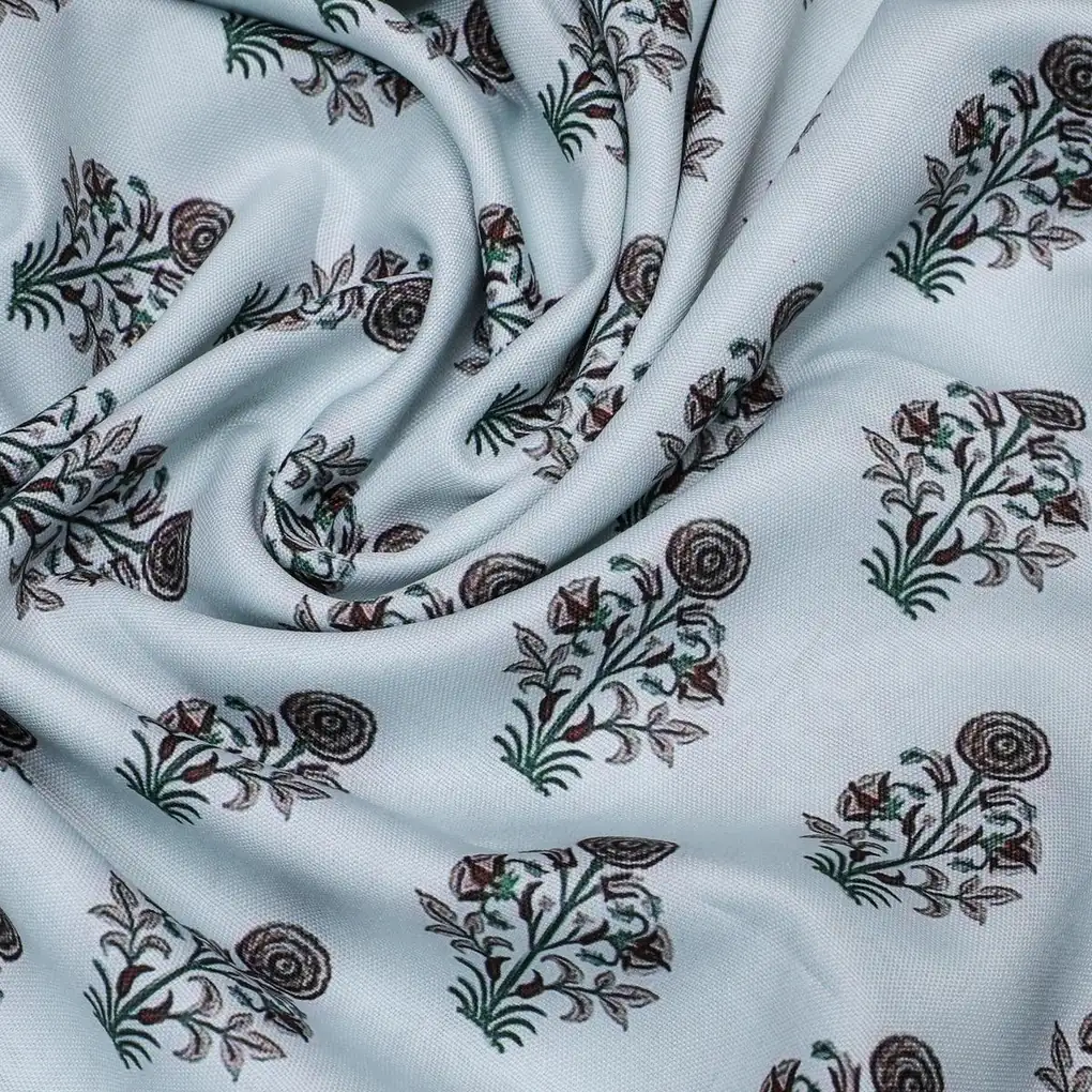 Seamless Indian Mughal Motif Flower Digital Printed Fabric - Rayon - Image 2
