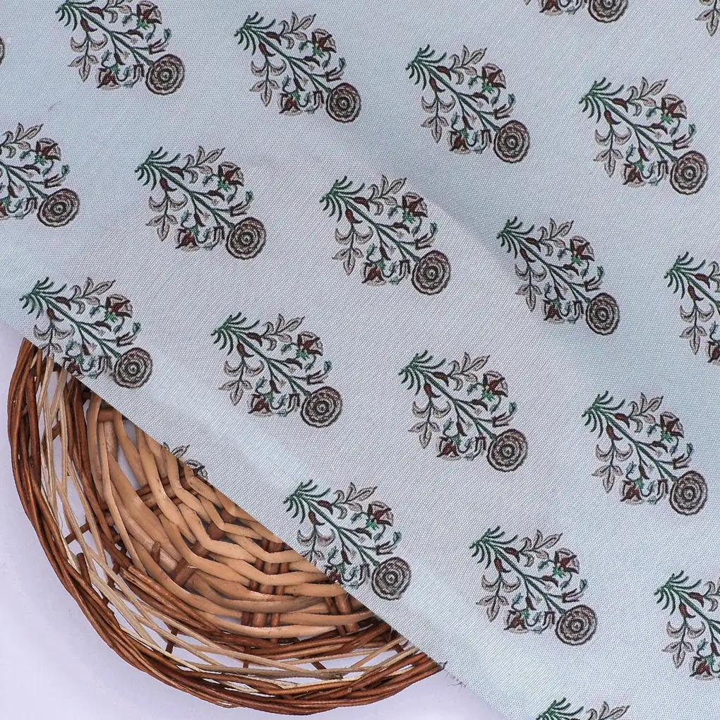 Seamless Indian Mughal Motif Flower Digital Printed Fabric - Rayon - Image 3