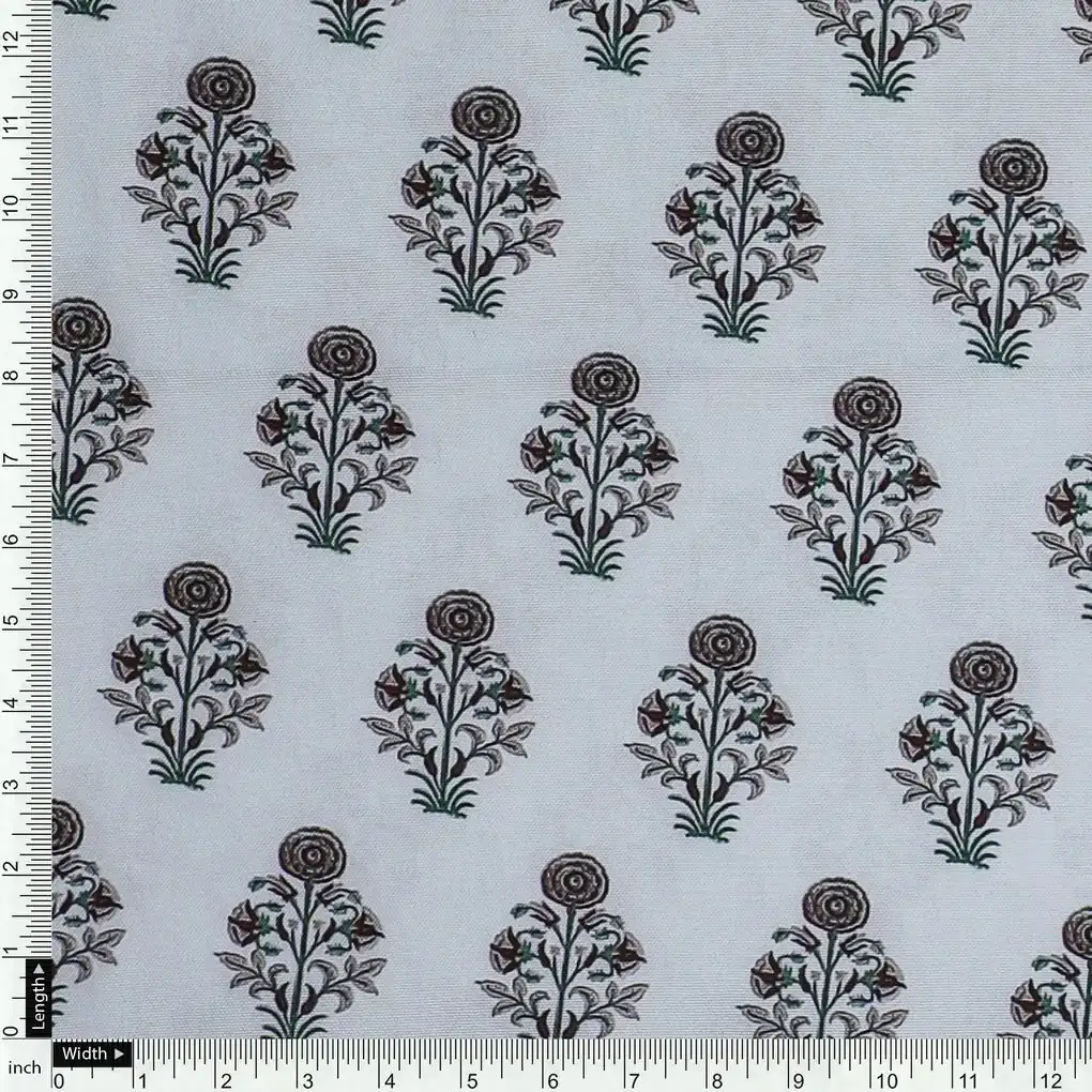 Seamless Indian Mughal Motif Flower Digital Printed Fabric - Rayon - Image 4