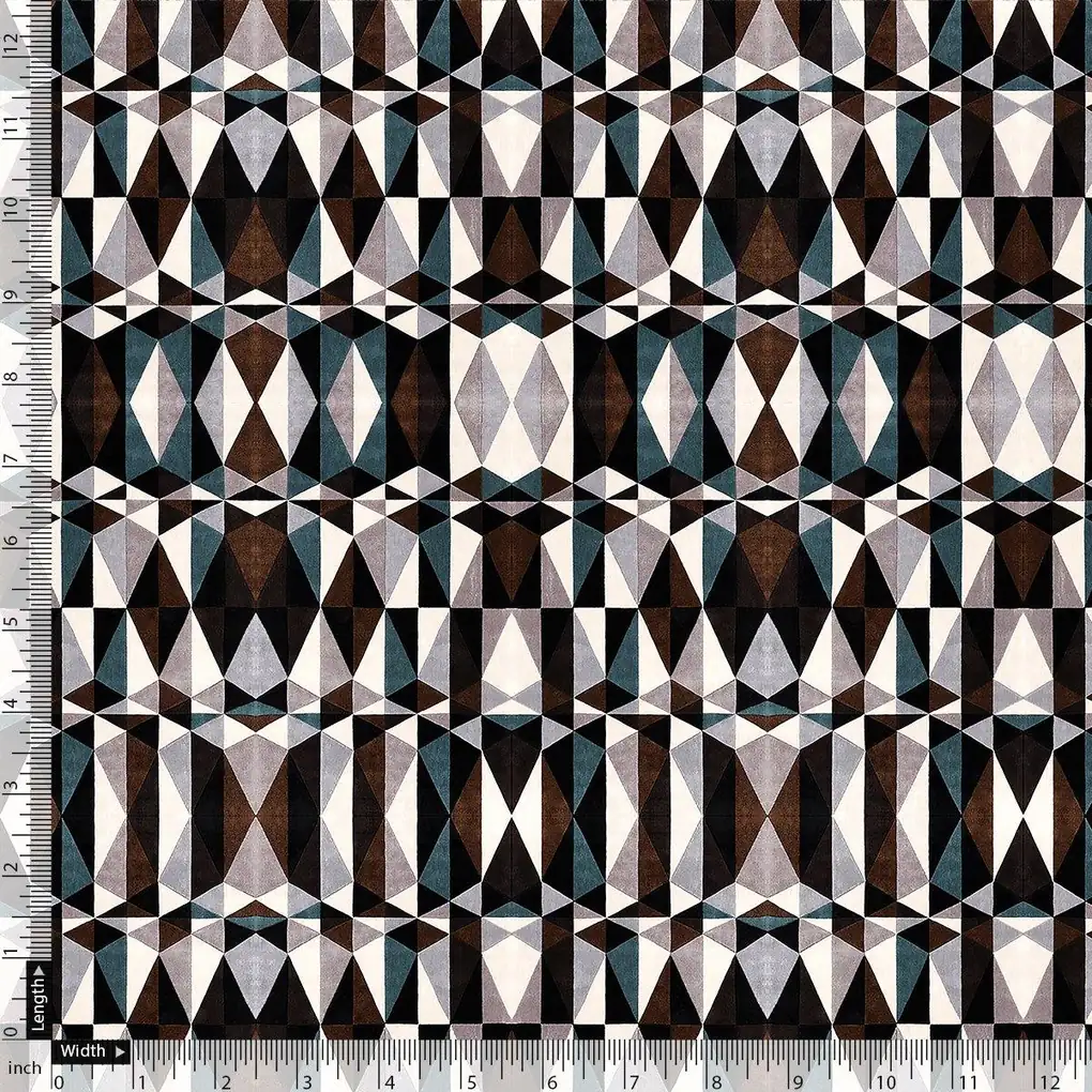 Seamless Lattice Multicolour Repeat Digital Printed Fabric - Poly Muslin - Image 4