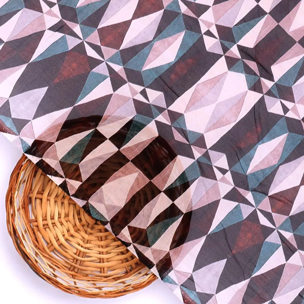 Seamless Lattice Multicolour Repeat Digital Printed Fabric - Pure Georgette - Image 2