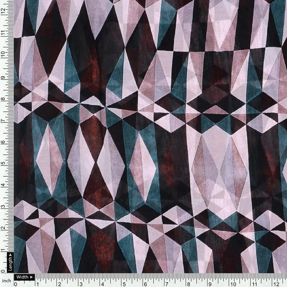 Seamless Lattice Multicolour Repeat Digital Printed Fabric - Pure Georgette - Image 4