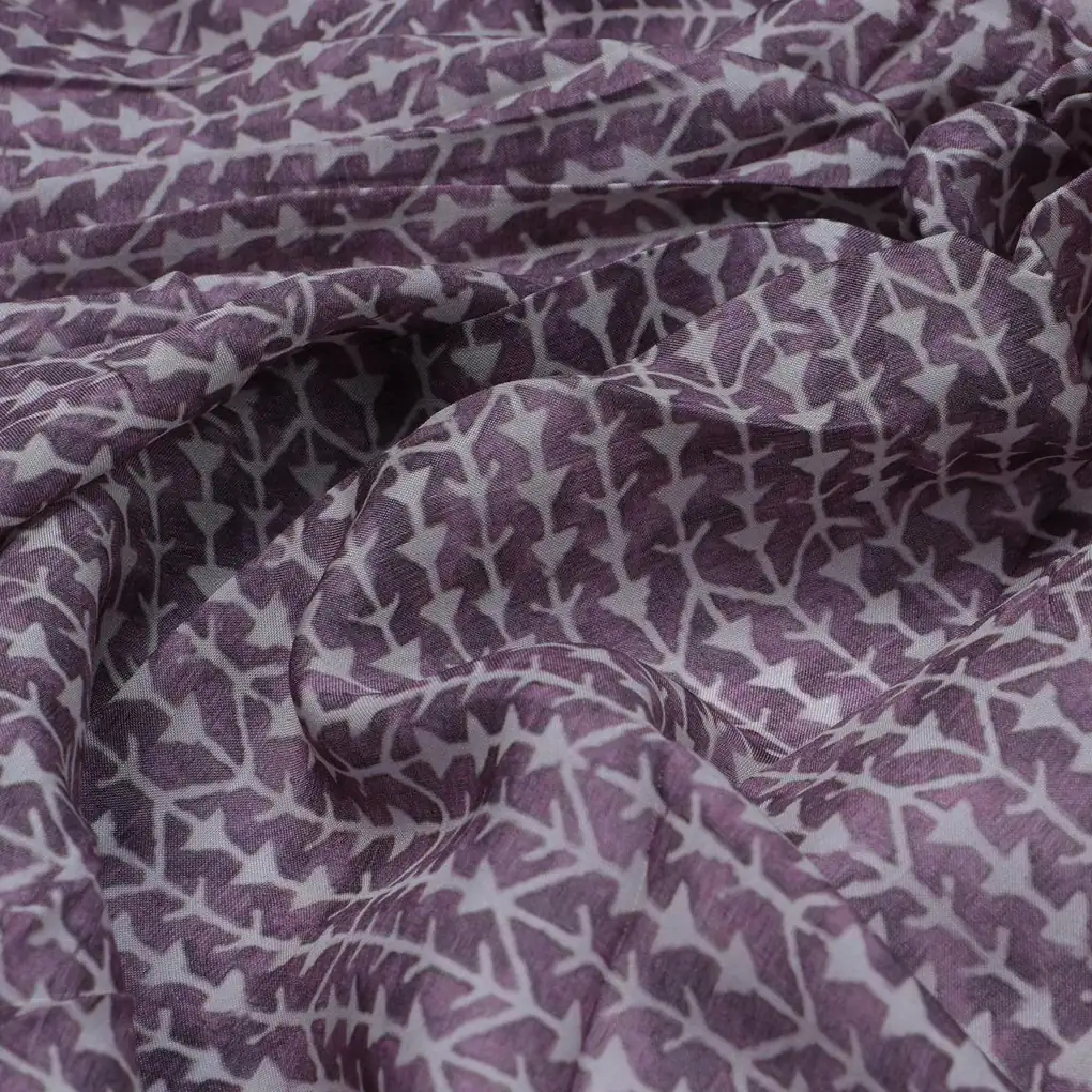 Seamless Link Abstract With Old Lavender Digital Printed Fabric - Pure Muslin - Image 3