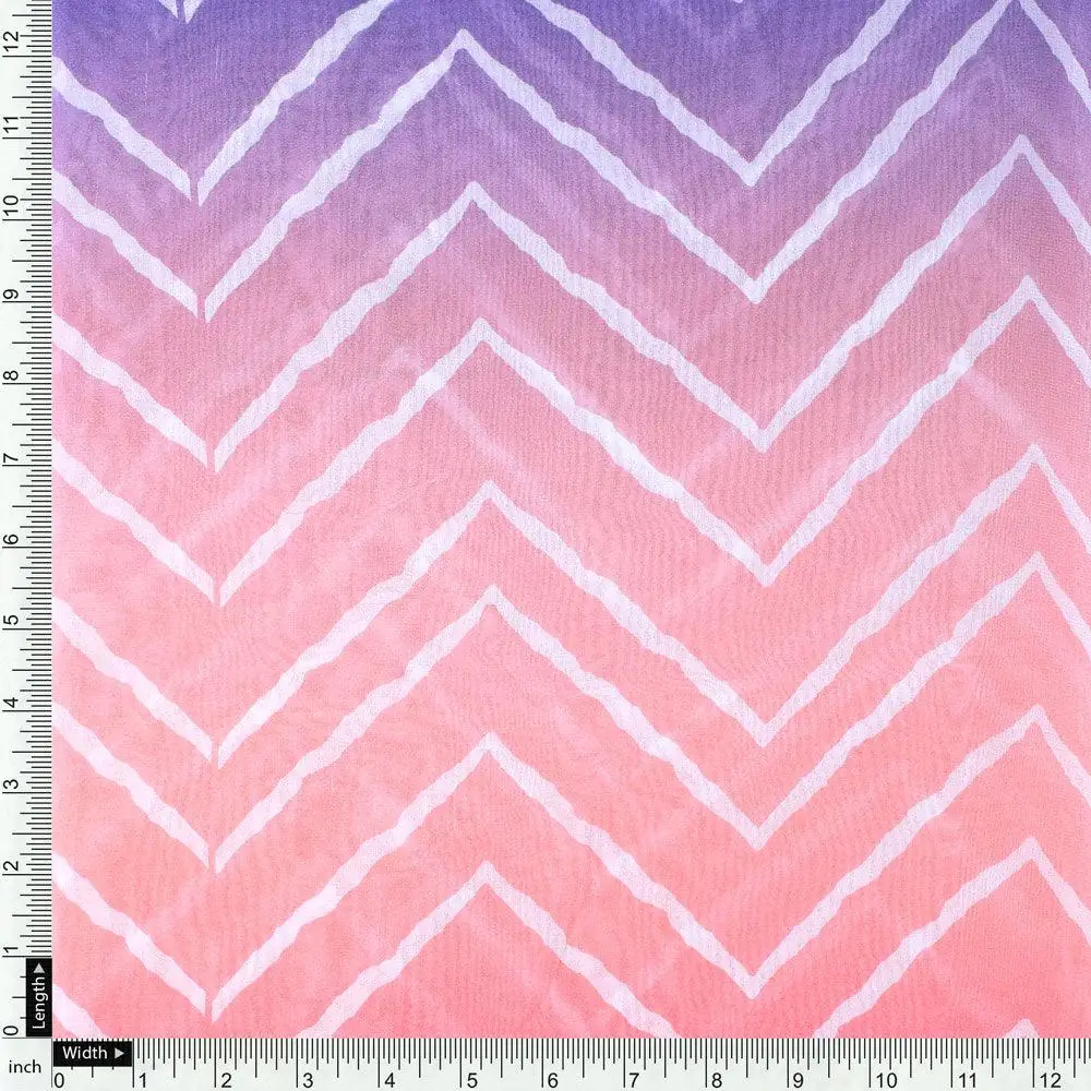 Seamless Multicolour Zigzag Digital Printed Fabric - Pure Georgette - Image 4