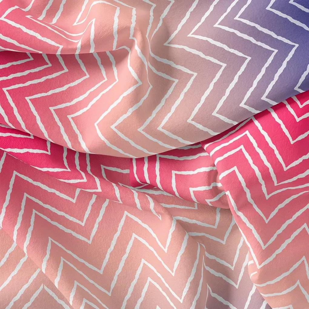 Seamless Multicolour Zigzag Digital Printed Fabric - Weightless - Image 3