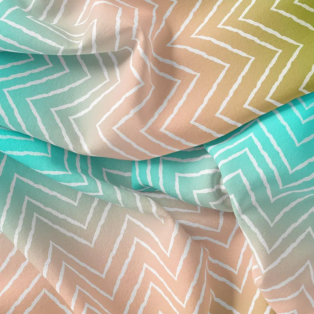 Seamless Multicolours Zigzag Digital Printed Fabric - Image 3