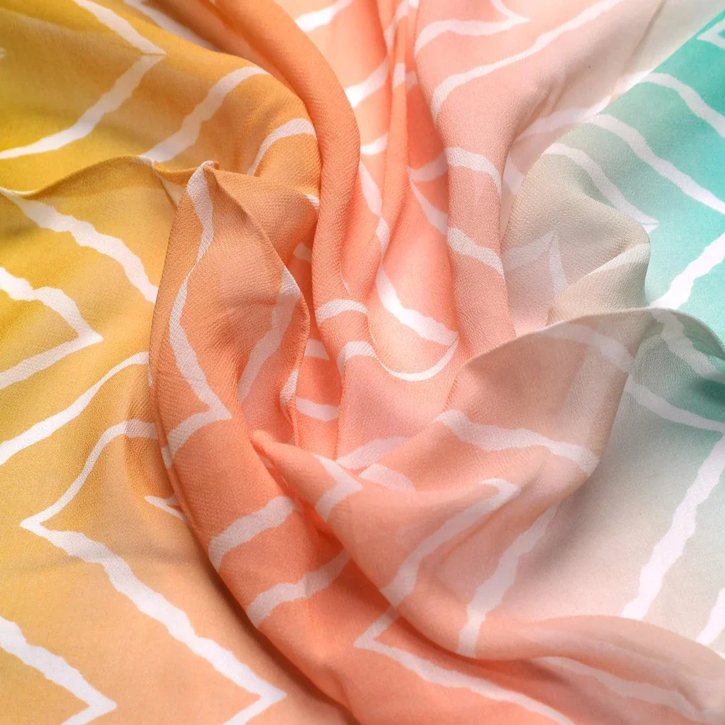 Seamless Multicolours Zigzag Digital Printed Fabric - Pure Georgette - Image 3