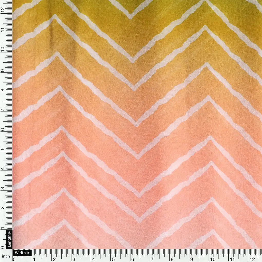 Seamless Multicolours Zigzag Digital Printed Fabric - Pure Georgette - Image 4