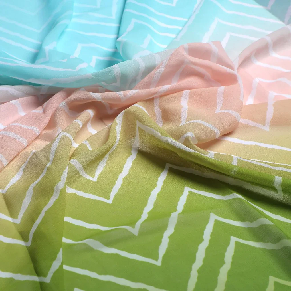 Seamless Multicolours Zigzag Digital Printed Fabric - Weightless - Image 3