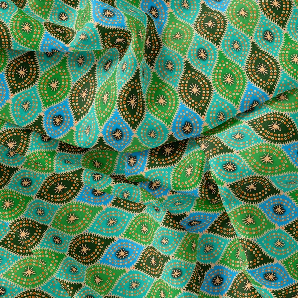 Seamless Ogee Tiny Doted Digital Printed Fabric - Poly Muslin - Image 3
