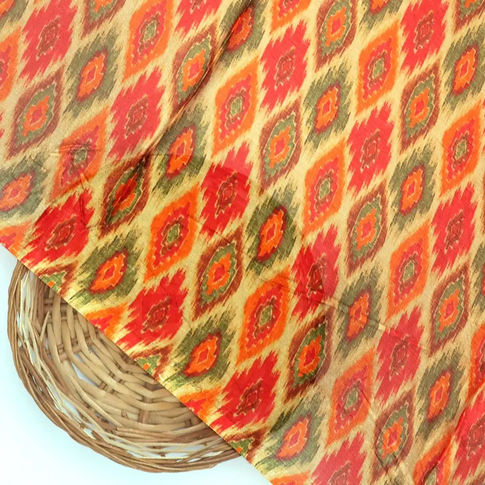 Seamless Pochampilli Patterns Digital Printed Fabric - Pure Chiffon - Image 3