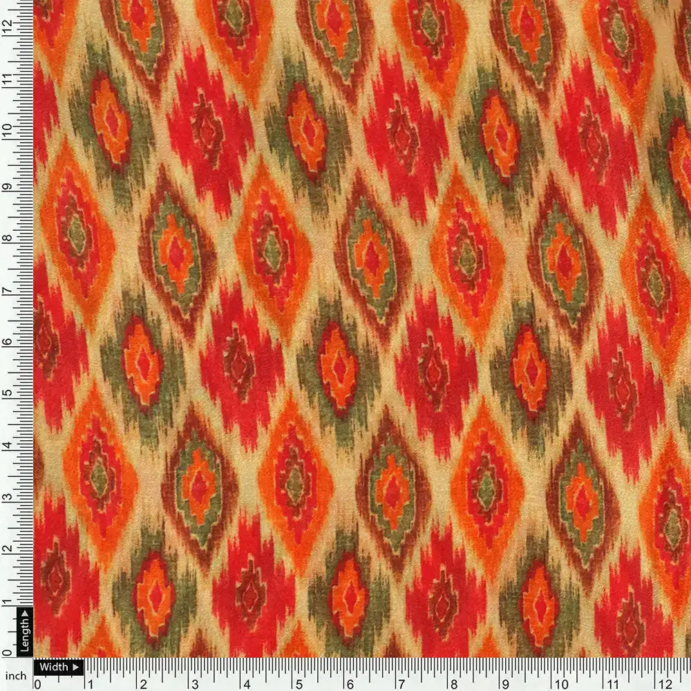 Seamless Pochampilli Patterns Digital Printed Fabric - Pure Chiffon - Image 4