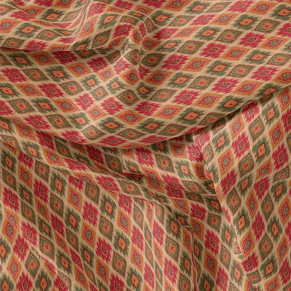 Seamless Pochampilli Patterns Digital Printed Fabric - Pure Chinon - Image 3