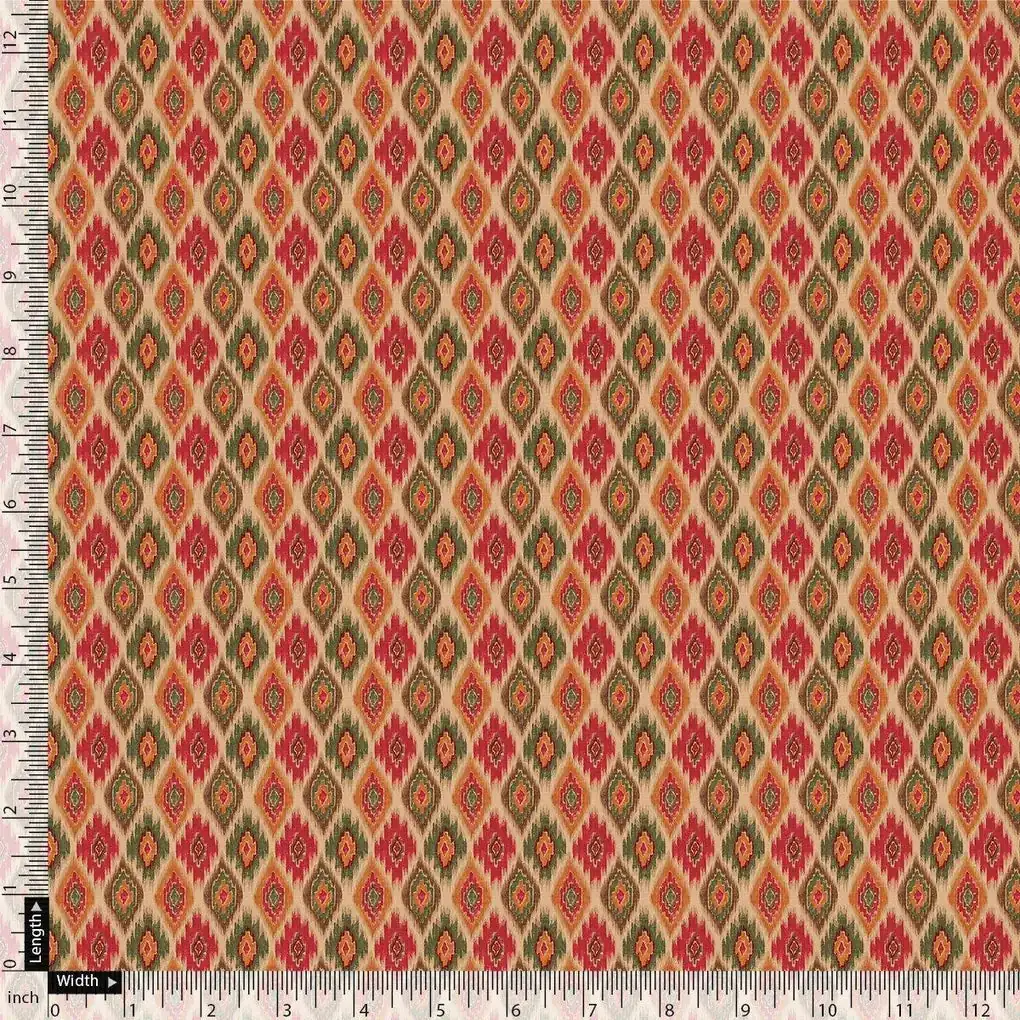 Seamless Pochampilli Patterns Digital Printed Fabric - Pure Chinon - Image 4