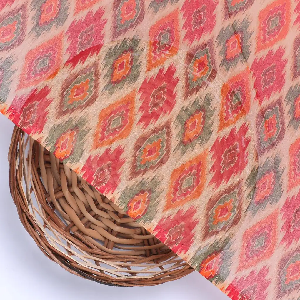Seamless Pochampilli Patterns Digital Printed Fabric - Pure Georgette - Image 2