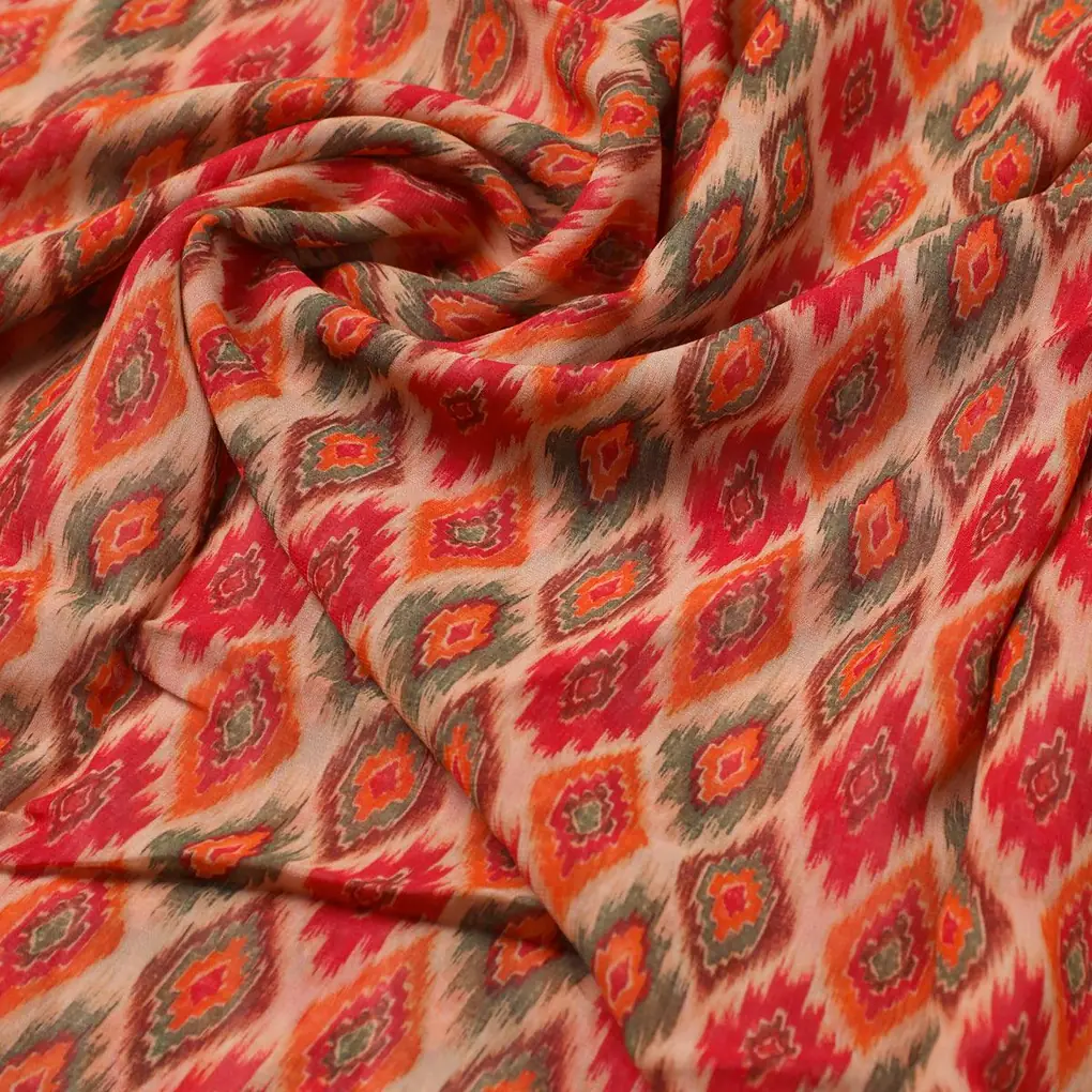 Seamless Pochampilli Patterns Digital Printed Fabric - Pure Georgette - Image 3