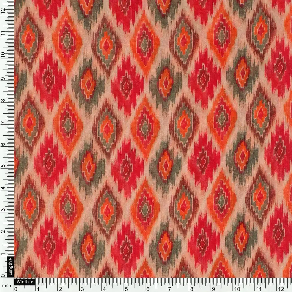 Seamless Pochampilli Patterns Digital Printed Fabric - Pure Georgette - Image 4