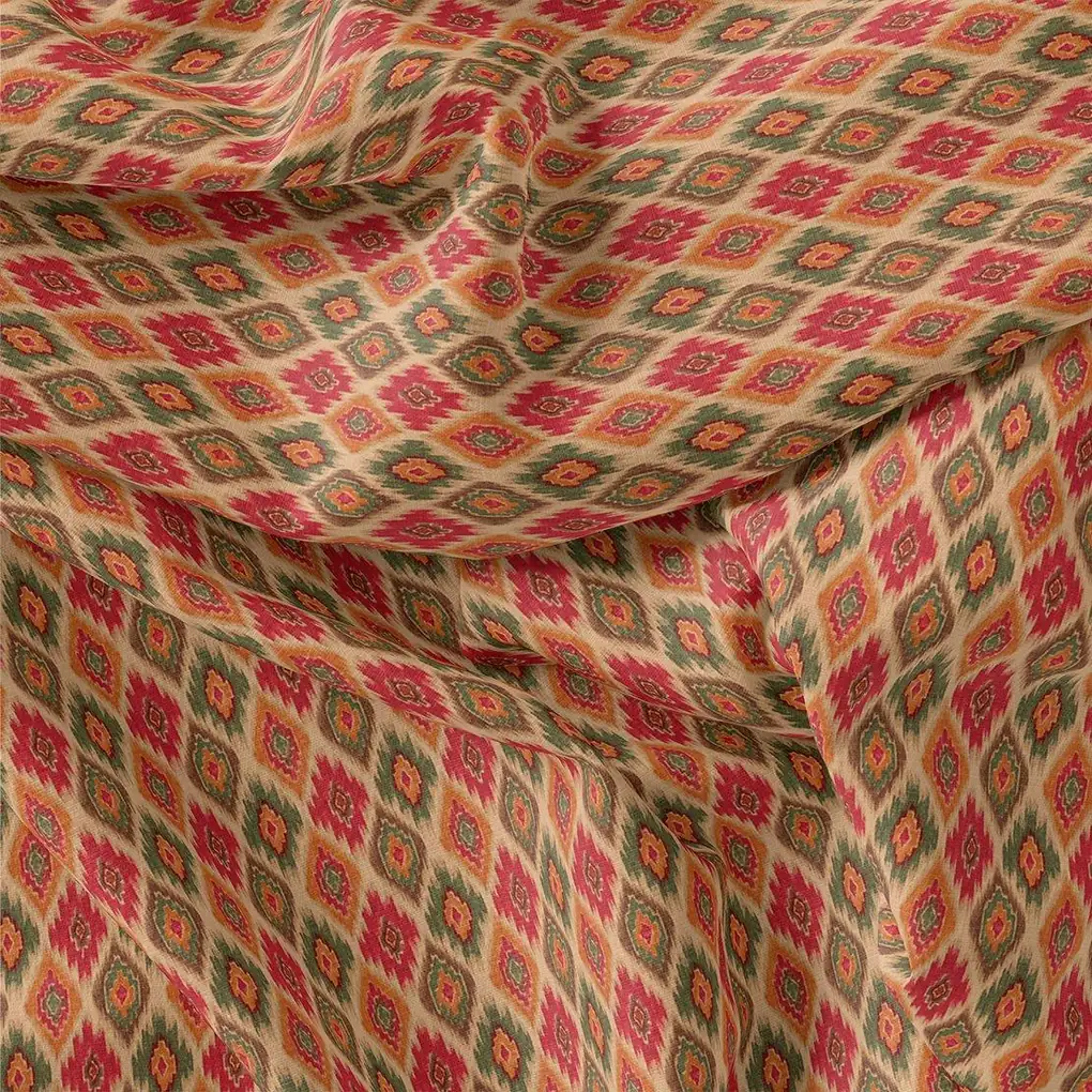 Seamless Pochampilli Patterns Digital Printed Fabric - Pure Muslin - Image 3