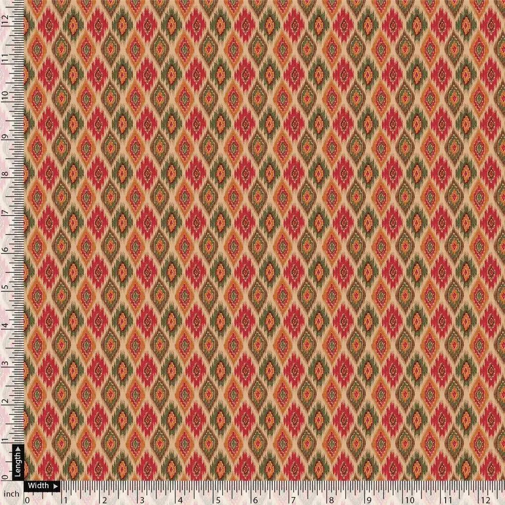 Seamless Pochampilli Patterns Digital Printed Fabric - Pure Muslin - Image 4