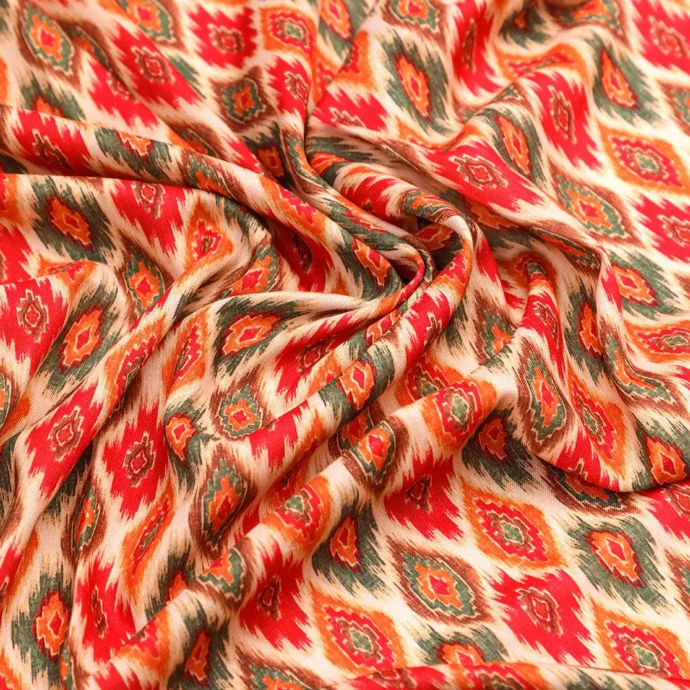 Seamless Pochampilli Patterns Digital Printed Fabric - Rayon - Image 3
