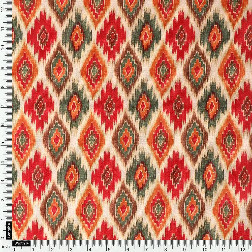 Seamless Pochampilli Patterns Digital Printed Fabric - Rayon - Image 4