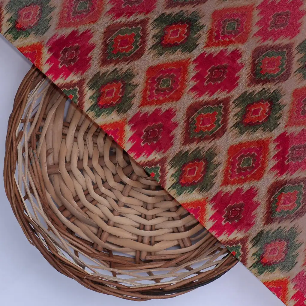 Seamless Pochampilli Patterns Digital Printed Fabric - Weightless - Image 2