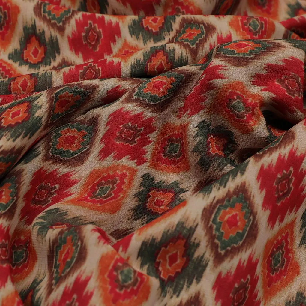 Seamless Pochampilli Patterns Digital Printed Fabric - Weightless - Image 3