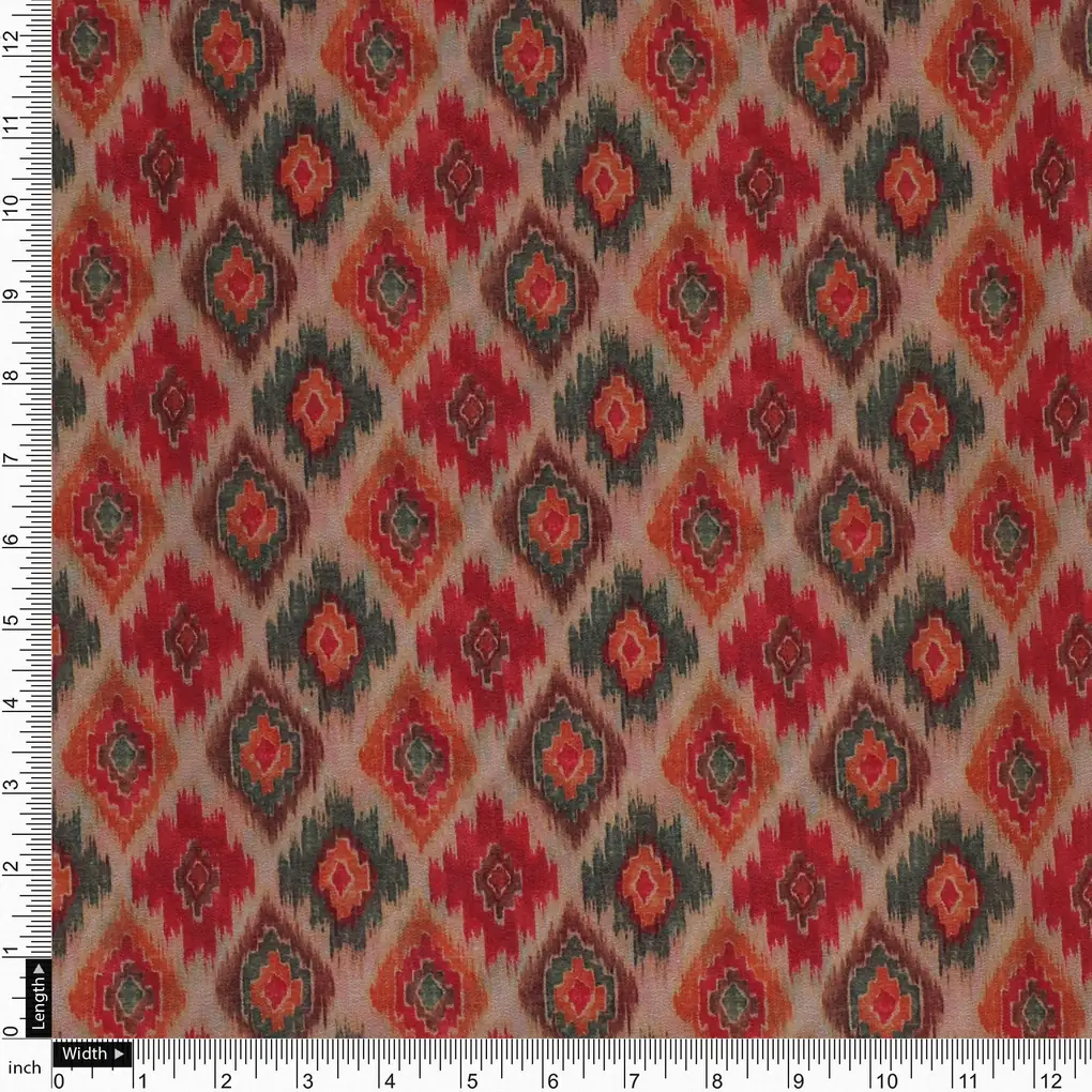 Seamless Pochampilli Patterns Digital Printed Fabric - Weightless - Image 4