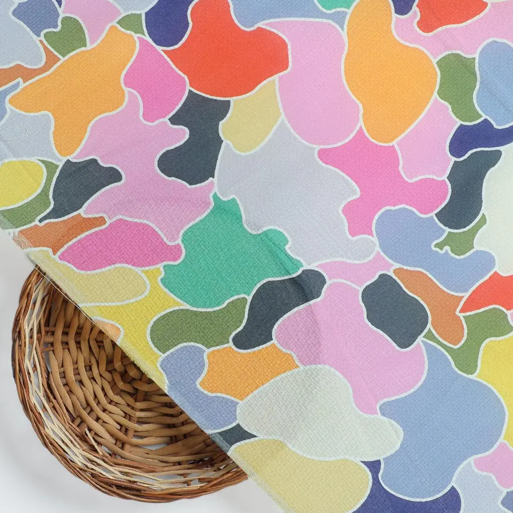Seamless Rainbow Marble Art Digital Printed Fabric - Poly Muslin - Image 2