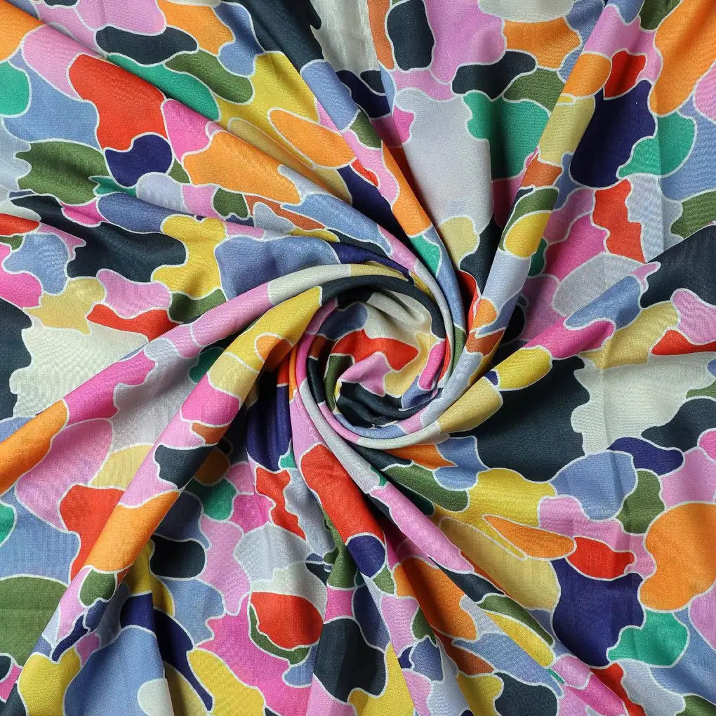Seamless Rainbow Marble Art Digital Printed Fabric - Poly Muslin - Image 3