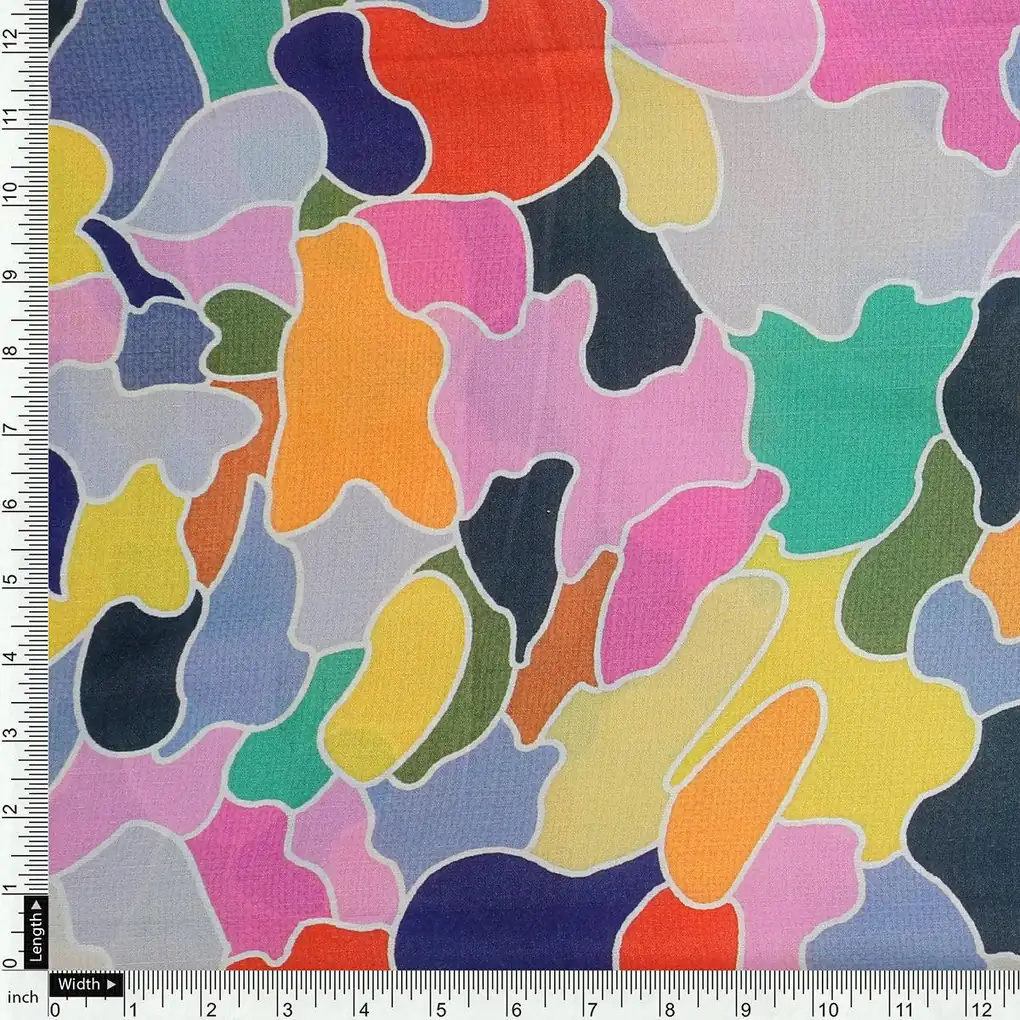 Seamless Rainbow Marble Art Digital Printed Fabric - Poly Muslin - Image 4