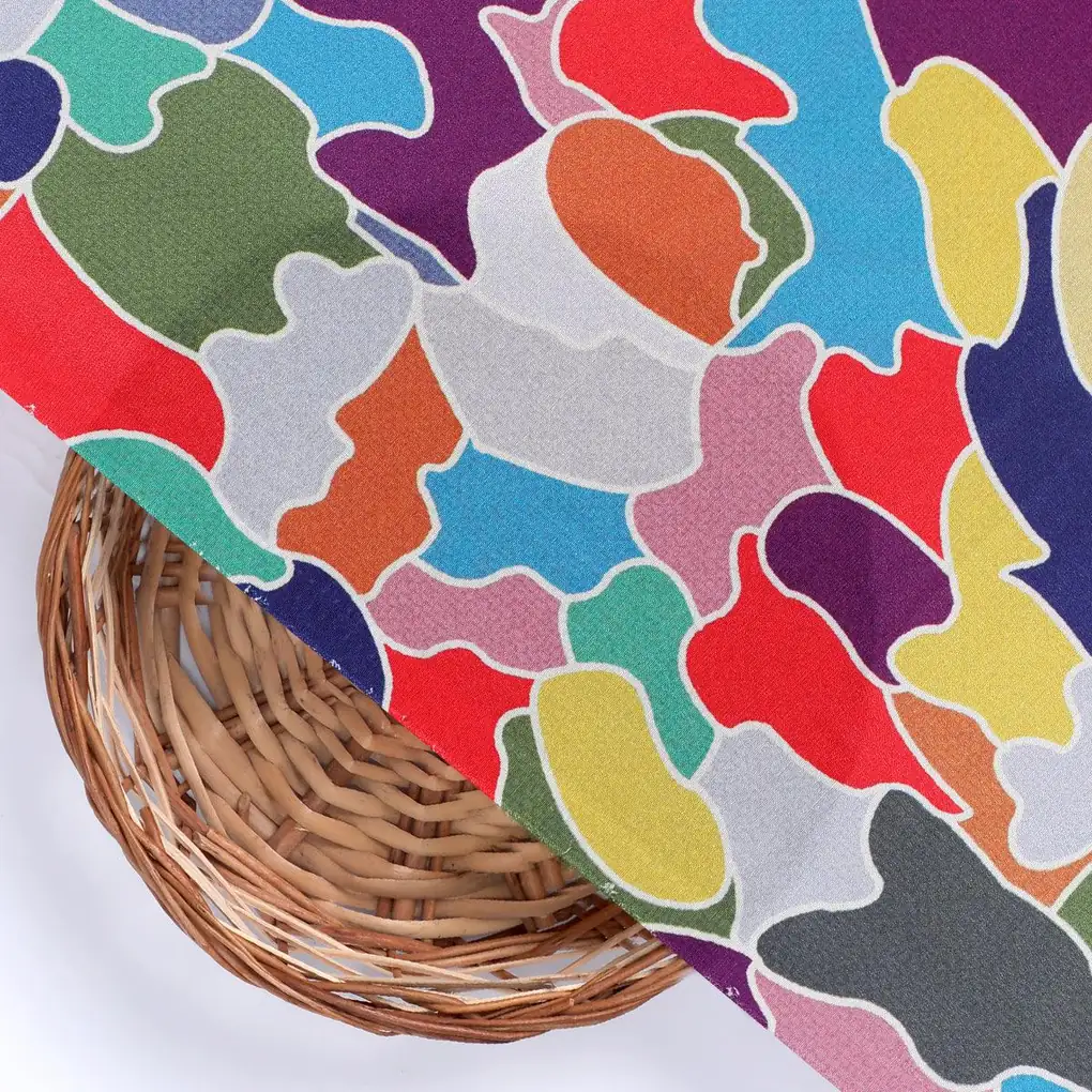 Seamless Rainbow Marble Art Digital Printed Fabric - Silk Crepe - Image 2