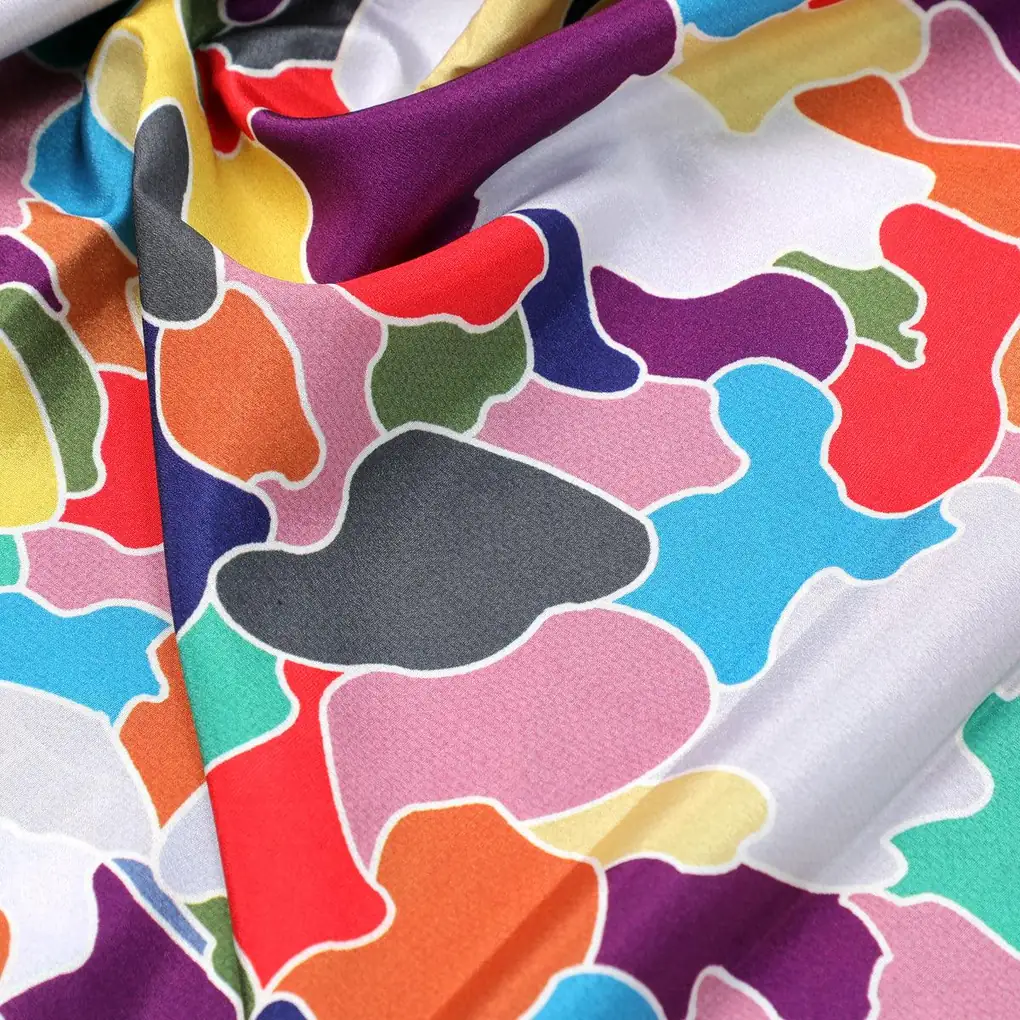 Seamless Rainbow Marble Art Digital Printed Fabric - Silk Crepe - Image 3