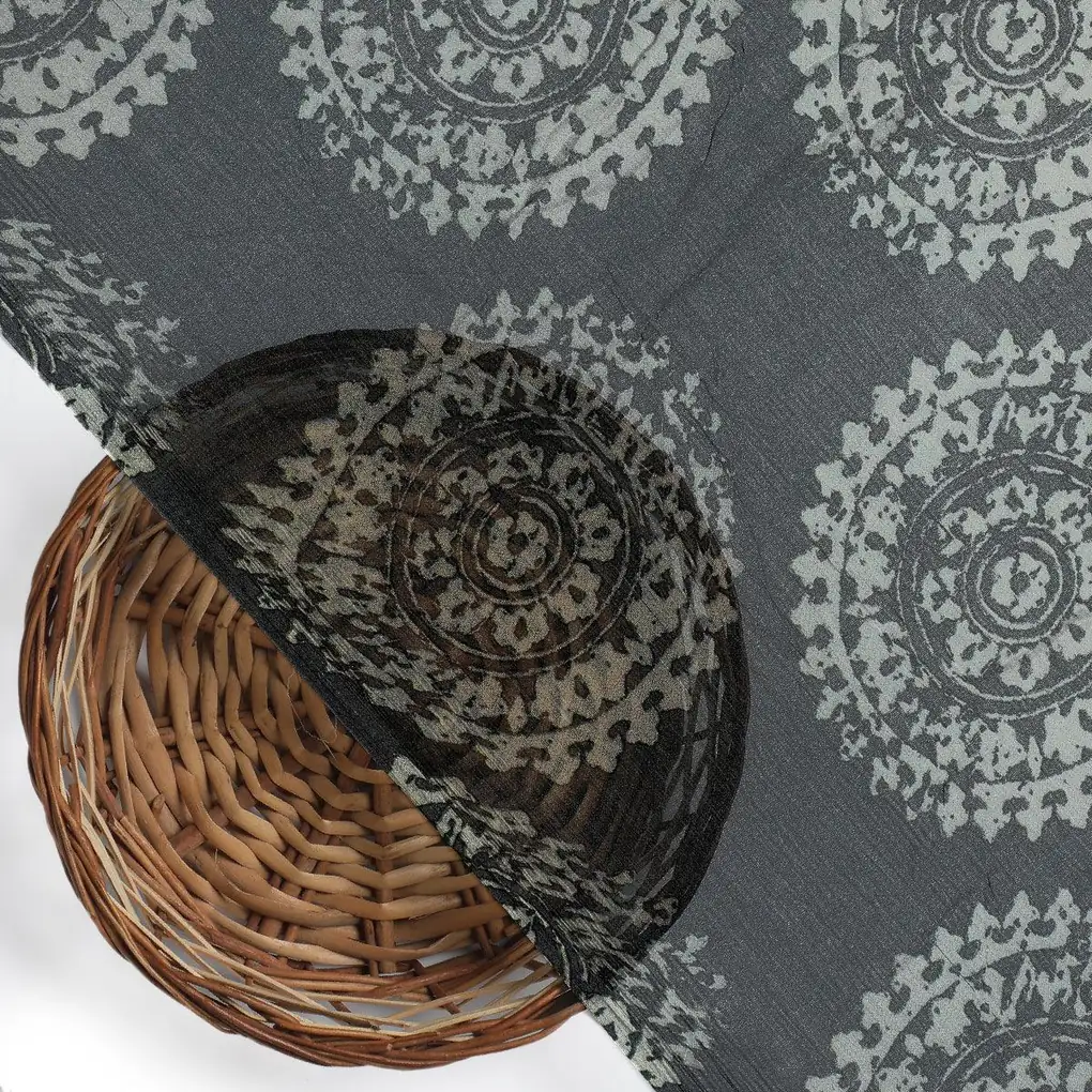 Seamless Rounded Suzani Art Digital Printed Fabric - Pure Chiffon - Image 2