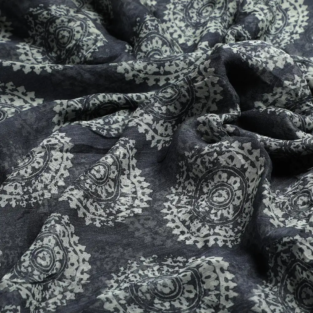 Seamless Rounded Suzani Art Digital Printed Fabric - Pure Chiffon - Image 3