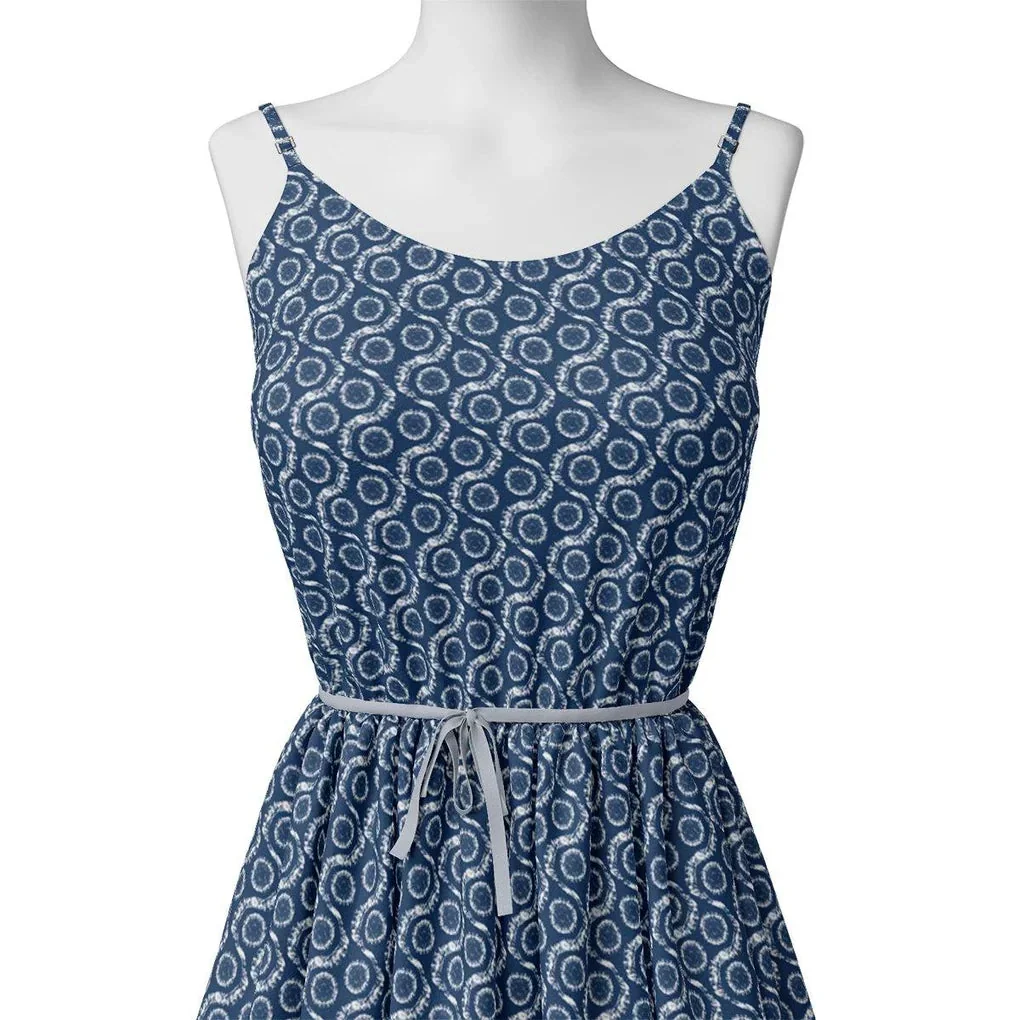 Seamless Vermicular Pattern With Blue Colour Digital Printed Fabric - Poly Muslin - Image 2