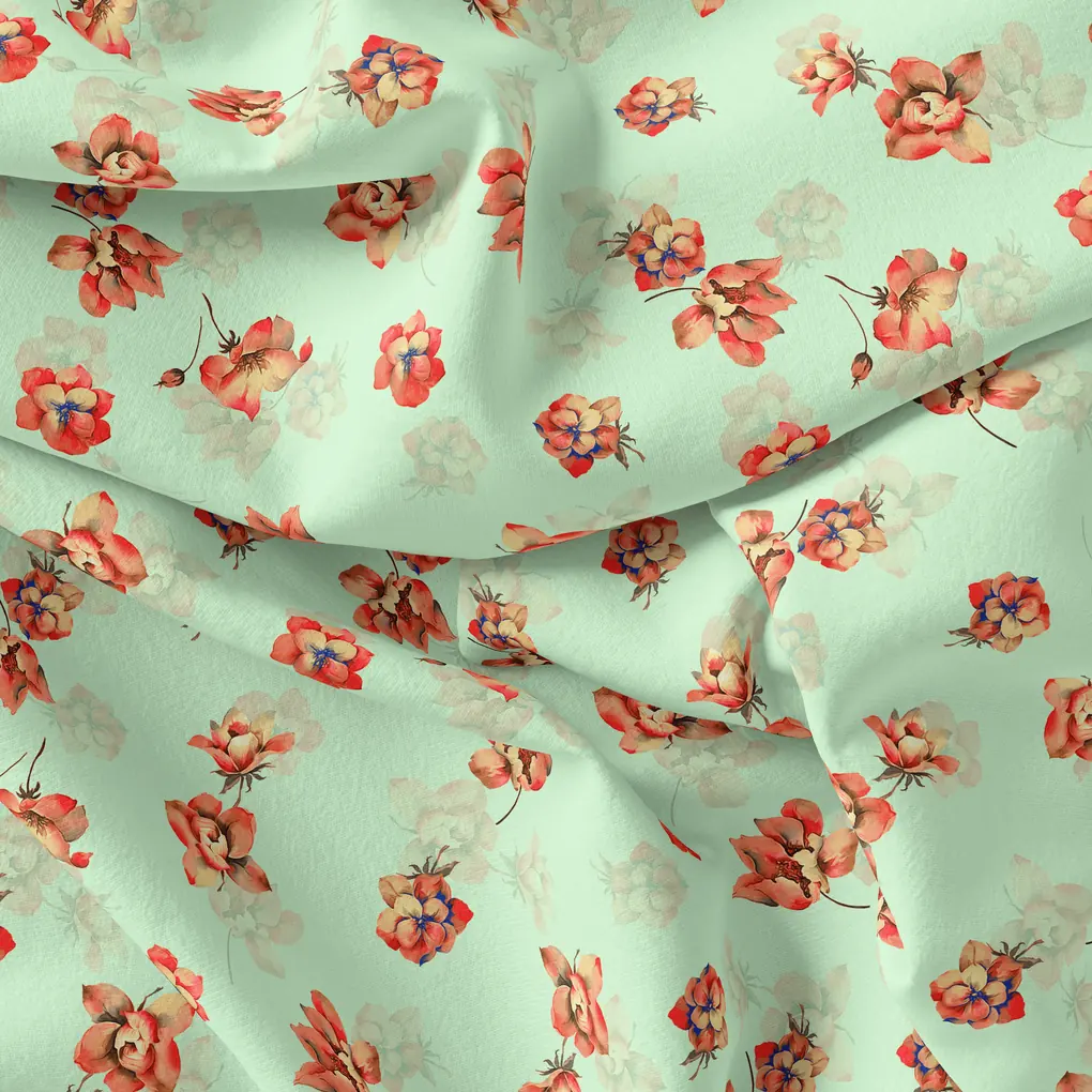 Seamless Watercolour Flower Art Digital Printed Fabric - Japan Satin - Image 4