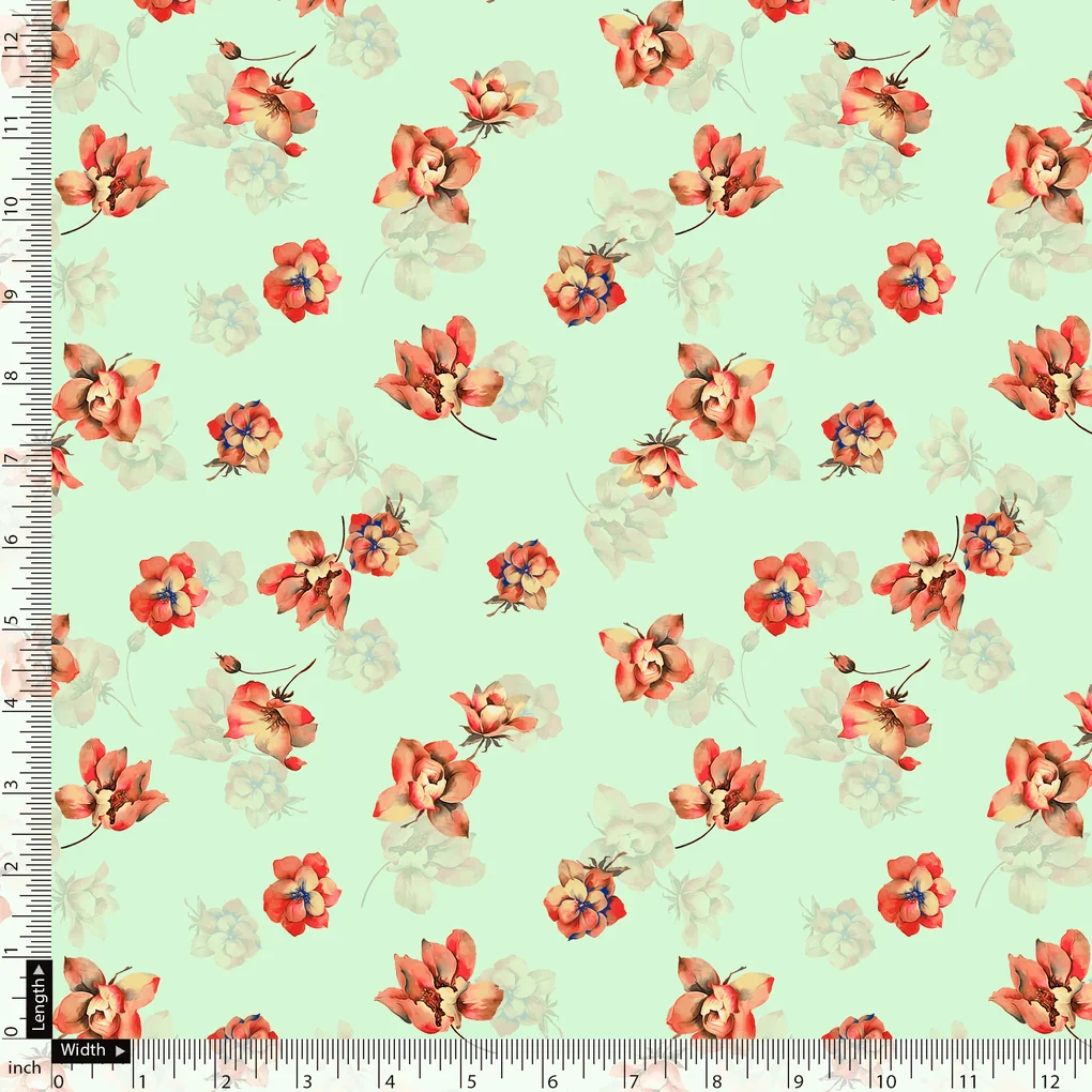 Seamless Watercolour Flower Art Digital Printed Fabric - Japan Satin - Image 5