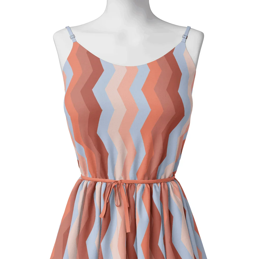 Shiny Seamless Zigzag Multicolour Digital Printed Fabric - Image 2
