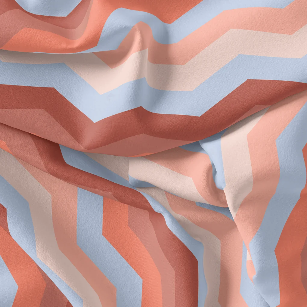 Shiny Seamless Zigzag Multicolour Digital Printed Fabric - Image 4