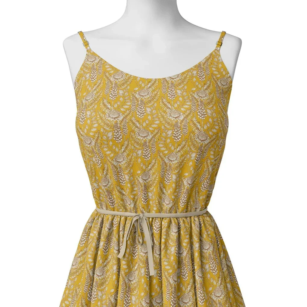 Silver Baroque Flower With Yellow Background Digital Printed Fabric - Pure Cotton - Image 2